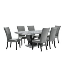 New Classic Furniture Lyra 7-Piece Wood Dining Table Set in Gray