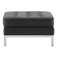 thumbnail image 4 of Contemporary Modern Urban Designer Living Room Lounge Club Lobby Accent Chair Ottoman, Faux Vinyl Leather, Black Silver, 4 of 4