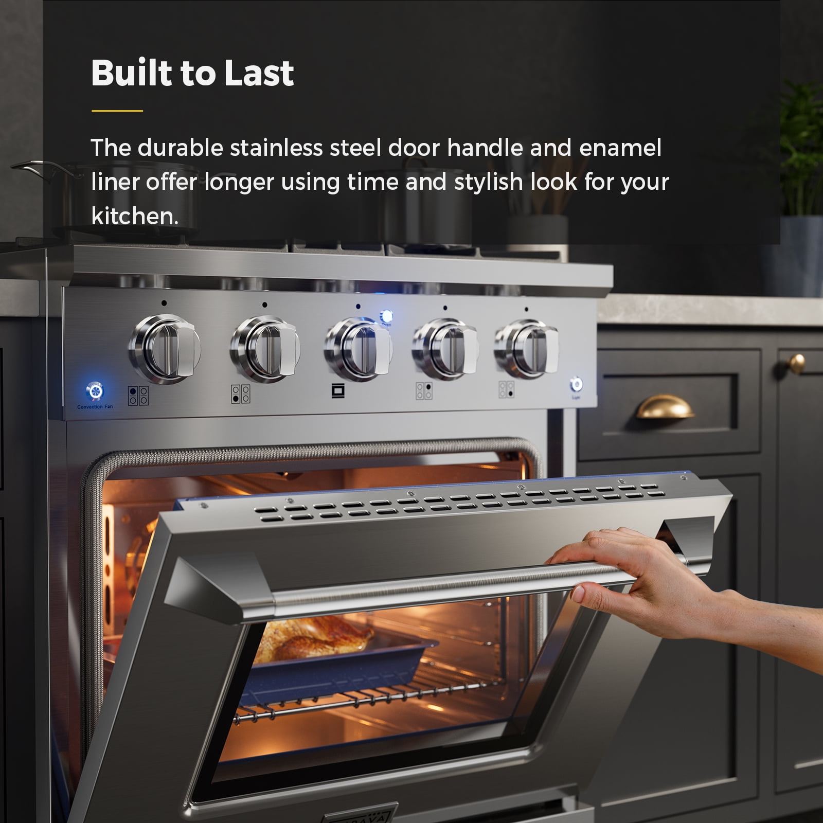 Empava 30 in. 4.2 cu. ft. Pro-Style Slide-In Single Oven Gas Range with 4 Sealed Ultra High-Low Burners - Heavy Duty Continuous Grates in Stainless Steel