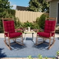 thumbnail image 5 of TOPCHANCES Indoor/Outdoor Rocking Chair Cushions Set, 2 Piece Tufted Comfortable Cushions for Rocking Chairs with Non-Slip Ties, Burgundy, 5 of 8