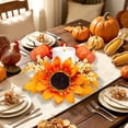 thumbnail image 6 of Harvest Festival Maple Leaf Sunflower Candlestick Wreath, Artificial Floral Candle Ring, Simulated Flower Decor for Halloween Thanksgiving Terrace Table Patio Holiday Decoration, 6 of 6
