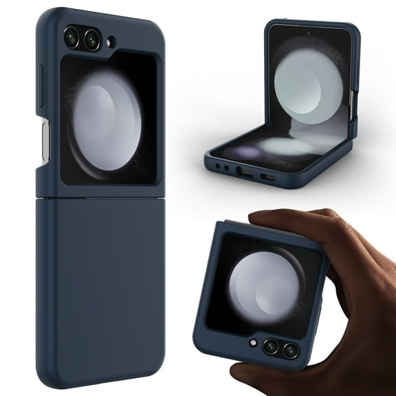 Elegant Choise Case with Screen Protector for Samsung Galaxy Z Flip 5 5G Liquid Silicone Phone Cover, Blue