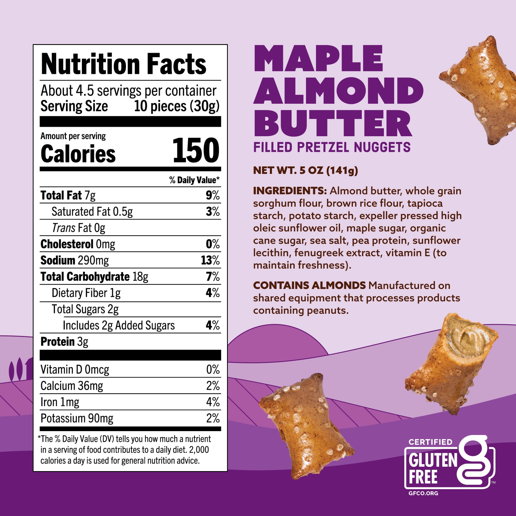 (3 pack) Quinn Maple Almond Butter Filled Pretzel Nuggets, 5.0 oz, 1 Count