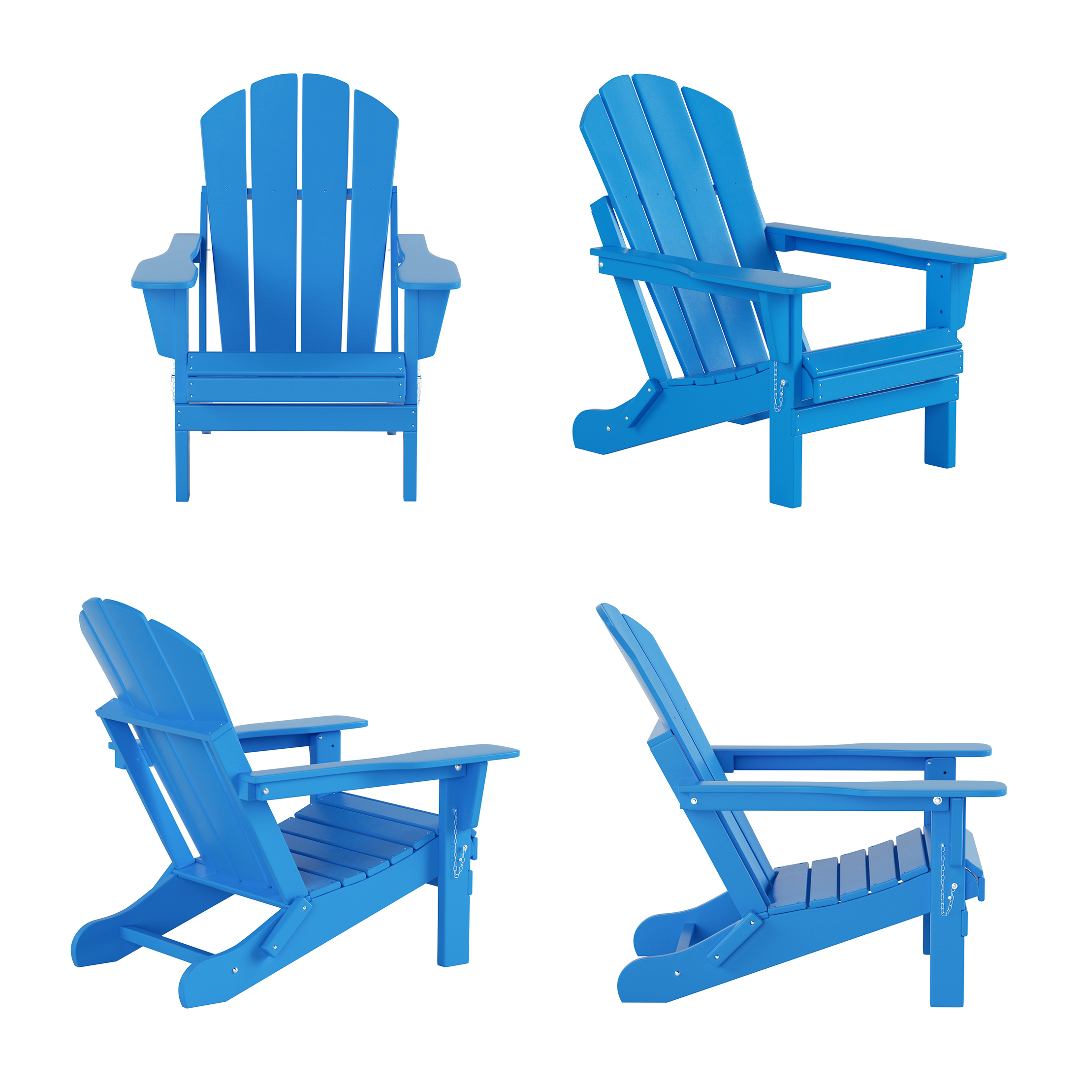 WestinTrends Malibu Outdoor Lounge Chairs, 3-Pieces Adirondack Chair Set with Ottoman and Side Table, All Weather Poly Lumber Patio Lawn Folding Chair for Outside Pool Garden Backyard, Pacific Blue - image 4 of 7