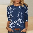 thumbnail image 2 of DeHolifer Womens Tops 3/4 Sleeve Crewneck Casual Printed Comfy Lightweight Summer Tee Tops Multicolor 4XL, 2 of 5