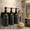 Black, variant on Shampoo and Conditioner Dispenser - Shower Soap Dispenser Wall Mounted - 17 fl oz Set of 3 Brown Plastic Bottles with Plastic Pumps & No-Drill Adhesive Holders for Bathroom