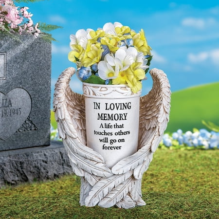 Collections Etc Angel Wings Memorial Vase Garden Decor Yard Stake