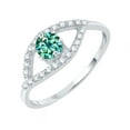 thumbnail image 2 of Sterling Silver with Green Moissanite and White Zircon Evileye Ring, 2 of 3