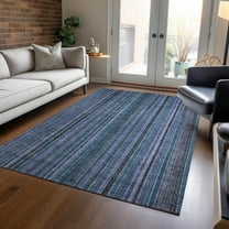 Addison Rugs Chantille Indoor/Outdoor Transitional Stripes Blue Washable Rectangle Rug, 3' x 5'
