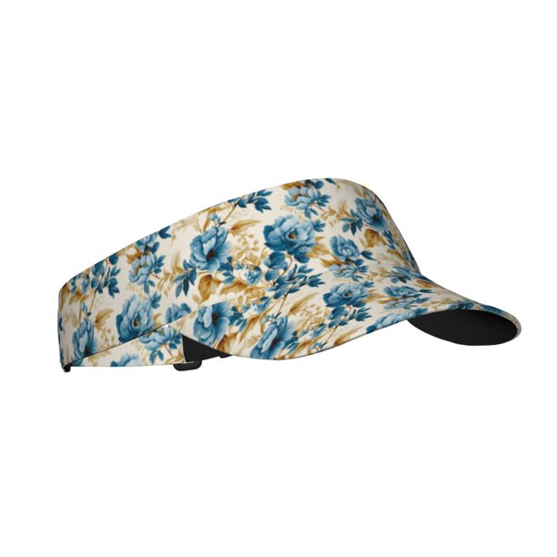 Fotbe Vintage Blue Flowers Visera Deportiva con Diseño, Gorra Abierta Ajustable de Algodón para Mujer y Hombre