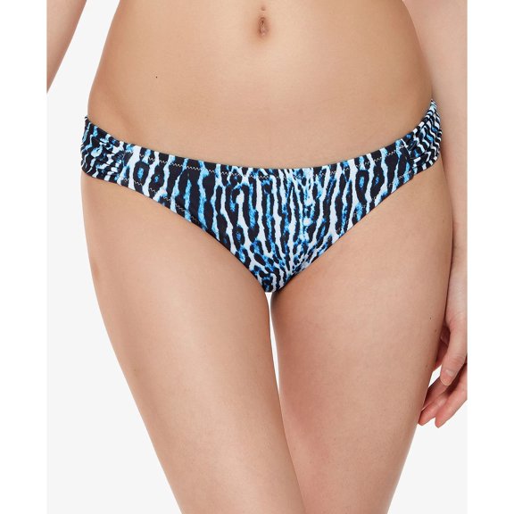 Jessica Simpson NAVY ANIMAL Printed Shirred Hipster Bikini Swim Bottom, US Large