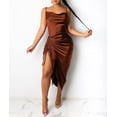 thumbnail image 3 of GHSDFBB Robe Satinée Sans Manches à Bretelles Spaghetti pour Femmes Cocktail Plage Soirée Col Bénitier à Pois Léopard Midi, 3 of 6