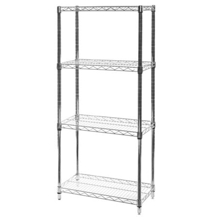 

Chrome Wire Shelving with 4 Shelves - 12 d x 24 w x 64 h (SC122464-4)