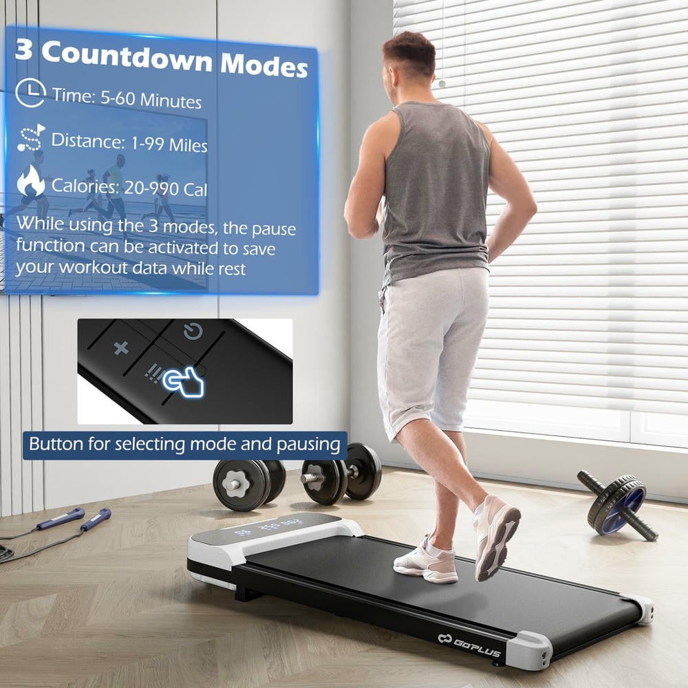 GVN 2.5HP Walking Running Treadmill with Remote Control and 3 Countdown Modes, Treadmill for Indoor, Gym, Living Room, Exercise, White