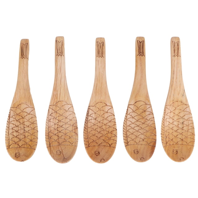 Oubit Serving Utensils,5Pcs Wood Rice Spoon Soup Spoon Cutlery Finely Tuned Performance
