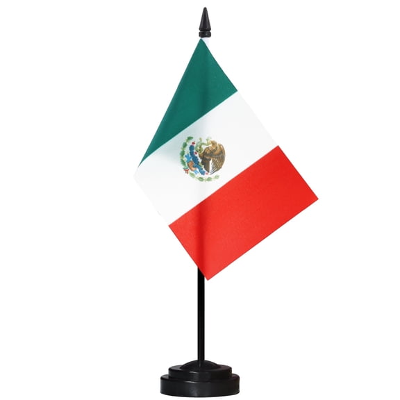 ANLEY Mexico Deluxe Desk Flag Set - 6 x 4 in Miniature Mexican Desktop Flag
