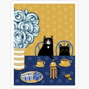 Hanukkah French Press Coffee Cats Sticker Phone Decal Water Bottle Stickers Car Decals, Laptop Sticker