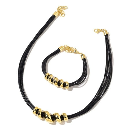- Faux Leather Cord Spiral Stainless Steel 7