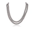 thumbnail image 3 of Ratnavali Jewels Shell Cultured 10mm Soft Grey Pearl Double Strand Necklace for Women With Hook Earrings, 3 of 6