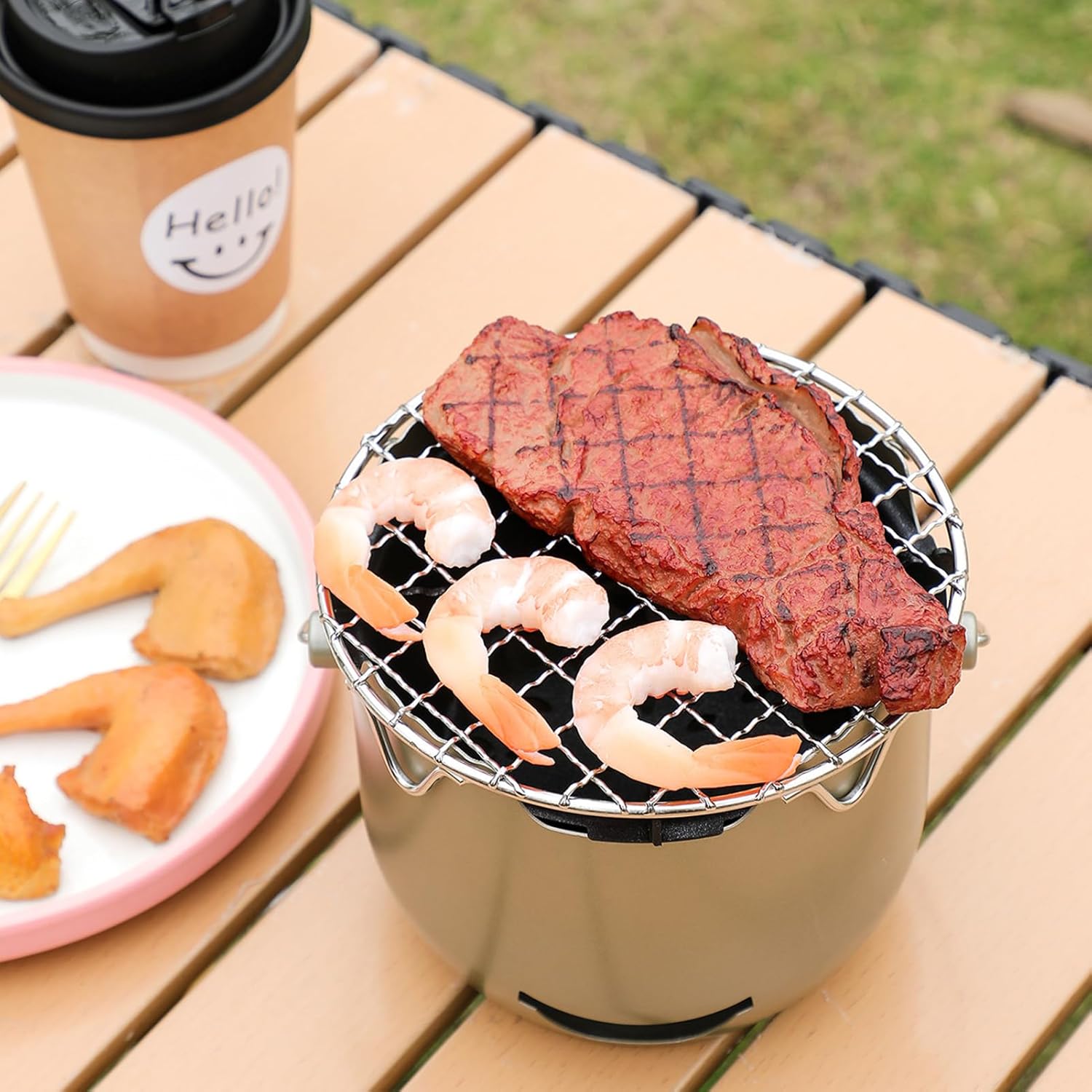 Portable Charcoal Grills, Stainless Steel Mini harcoal BBQ Grill, Small Outdoor Cooking Grill for Camping, Grilling Backyard, RV, Picnic