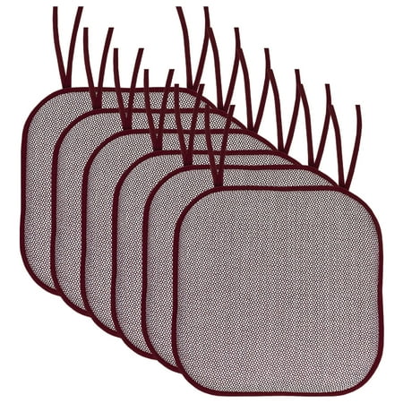 

Cameron Memory Foam Non-Slip Chair Cushion Pad with Ties 6 Pack - Wine/White