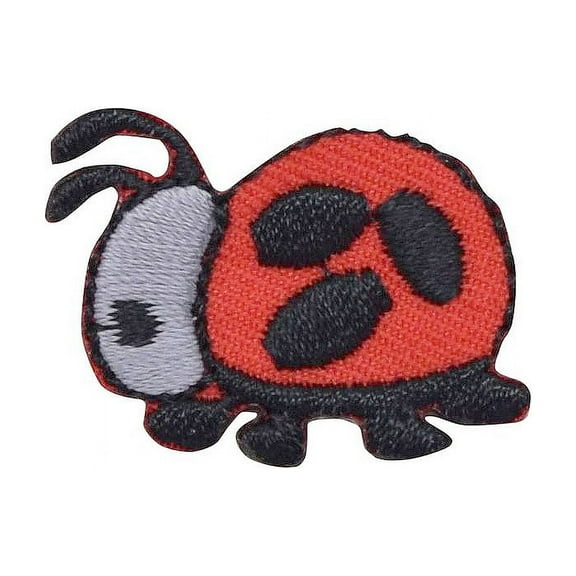 Small Red/Gray Ladybug - Iron on Applique/Embroidered Patch