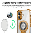 thumbnail image 4 of Entronix Magnetic Clear Case for iPhone 16, Built-in Kickstand Ring Shockproof Bumper, Gold, 4 of 7