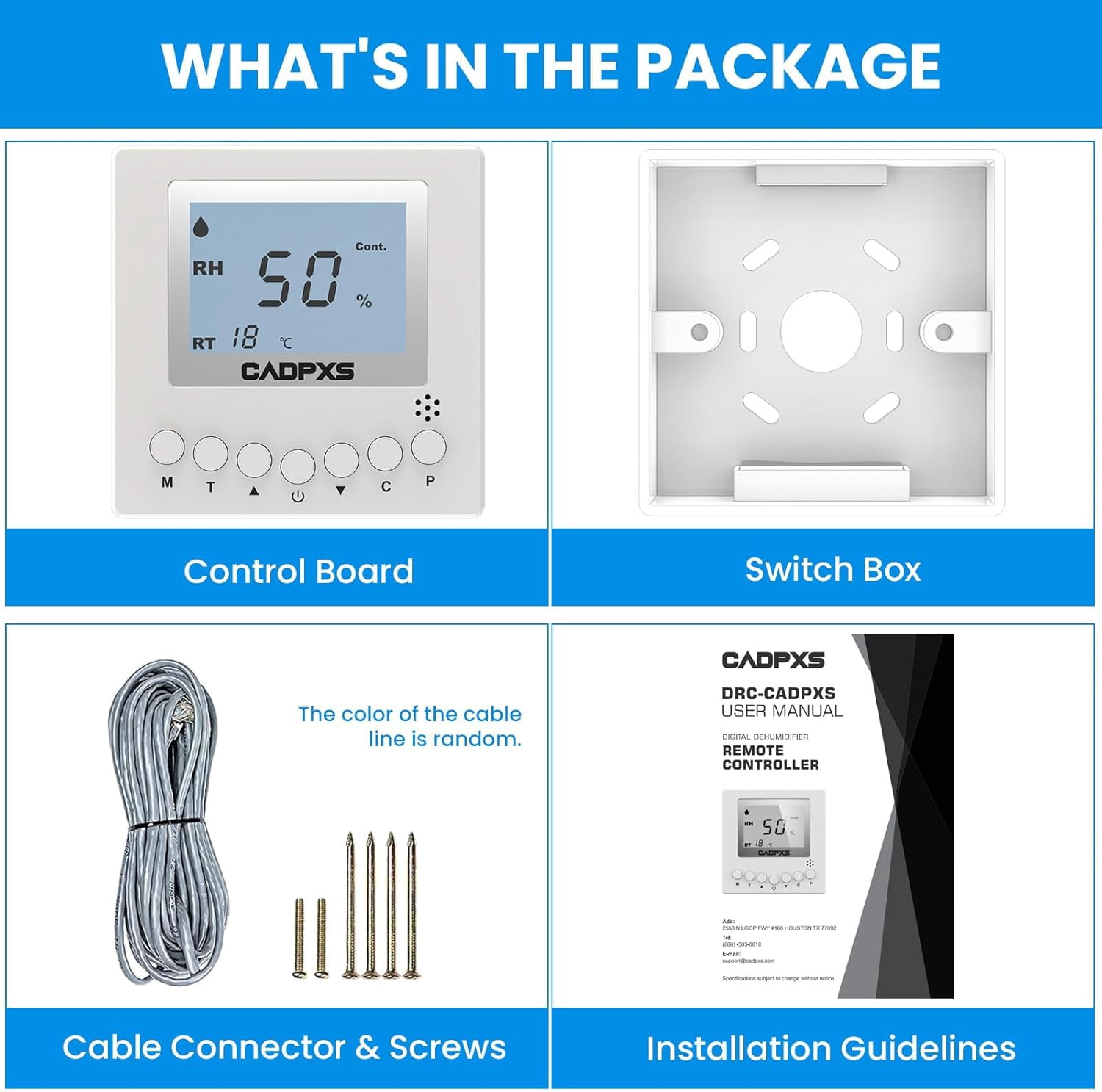 CADPXS Remote Controller for Remois X70 / XP70 / X125 / XP125 / X145 / XP145 Basement/Crawl Space Dehumidifier - Digital Humidity & Temperature Control, 25ft Cable, Adapt The Humidity Level