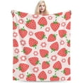 thumbnail image 6 of Cute Strawberry Flower Pink Blanket, Soft Blankets Flannel Bed Throw Cozy Lightweight Plush Gifts for Women Girls Kids Sofa Couch Bedroom Living Rooms Warm All Season, Home Decor, 60"x50", 6 of 6