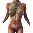 thumbnail image 2 of WREESH Women Bikini Patent Leather Swimsuit Bikini, 2 of 6