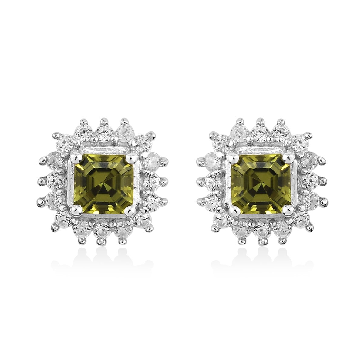 10MM Solitaire Stud Earrings 14K White Gold Over .925 Sterling Silver For Womens Round Cut Created Gemstones