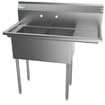 thumbnail image 2 of 43 in. Two Compartment Stainless Steel Commercial Sink with Drainboard, Bowl Size 14"x 16"x 11" SB141611-12R3., 2 of 7