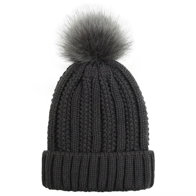 Sonducket Gorro de lana para mujer, gorro de punto cálido, protección cómoda para los oídos, gorros para adultos para otoño e invierno, gorros Sombreros Gris oscuro Sonducket AP013443-08