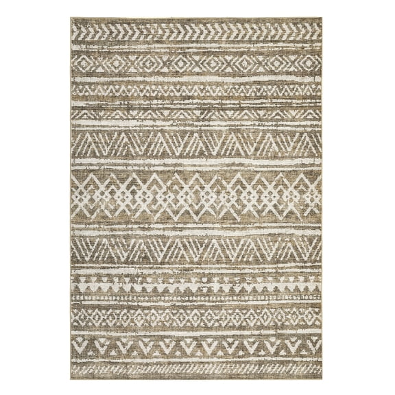 Vintage Area Rug Washable – Farmhouse Geometric Accent Carpet with Non-Slip Backing, Soft Low Pile Mat for Living Room Bedroom Kitchen