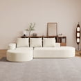 thumbnail image 4 of 109" Modern Modular Curved L-Shaped Sofa, Chenille Upholstered Sectional Couch Set with 3 Pillows,Free Combination Sofa for Living Room,Beige, 4 of 9