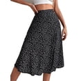 thumbnail image 1 of MAWCLOS Jupe Midi pour Femme Jupes Fendues Taille Haute Ample Plage Imprimé Floral Noir 2TG, 1 of 6