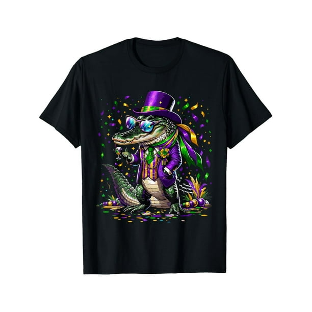 Disfraz de cocodrilo Mardigator Mardi Gras Camiseta de Mardi Gras para hombre