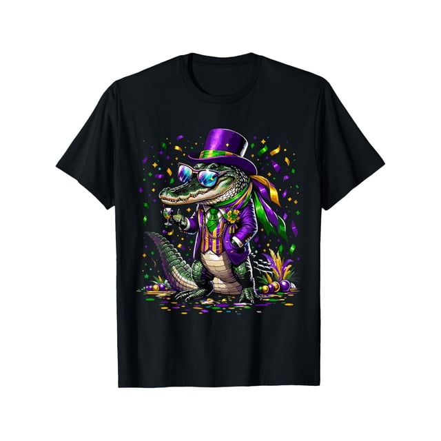 Mardigator Mardi Gras Crocodile costume Mardi Gras T-shirt for men