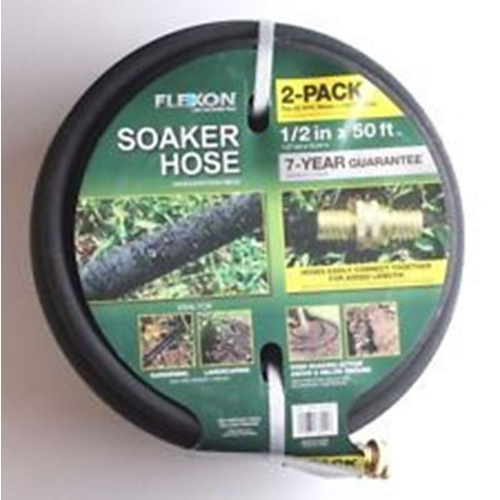 Flexon Soaker Hose, Black, 1/2 in x 50 ft (2 pack) 100 ft Total NEW