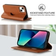 thumbnail image 4 of Feishell Wallet Case Designed for iPhone 13 mini (5.4 inch),Compatible with MagSafe Charger,Stylish PU Leather Magnetic Closure Folio RFID Blocking Protection Card Slots Flip Kickstand Phone Cas,Brown, 4 of 10