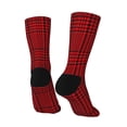 thumbnail image 3 of Goofa Red Black Houndstooth Printed Men's Crew Socks, Soft Durable Breathable Moisture-Wicking with Odor Control Cotton socks, 3 of 9