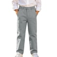 thumbnail image 2 of Boys Dress Pants with Pockets Elastic Waist Casual Straight Leg Regular Fit Kids Chino Pants School Uniforms Gray 6, 2 of 9