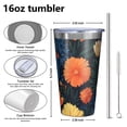 thumbnail image 4 of 16oz Tumblers Floral Pattern Stainless Steel Vacuum Insulated Double Wall Travel Tumbler Cups Mug with Lid and Straw,Cleaning Brush for Coffee,Tea, 4 of 4