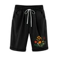 thumbnail image 2 of Feancey Boho Bermuda Shorts for Women Drawstring High Waist Knee Length Shorts Summer Casual Floral Printed Beach Shorts with Pockets Black XXL, 2 of 3