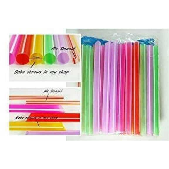 NineChef Bundle - 6.5" 35 pcs Boba Drinking Straws Party Smoothies Cocktail Milk Shakes Tea Bubble Jumbo Fat Giant 1 NineChef Brand Long Handle Spoon