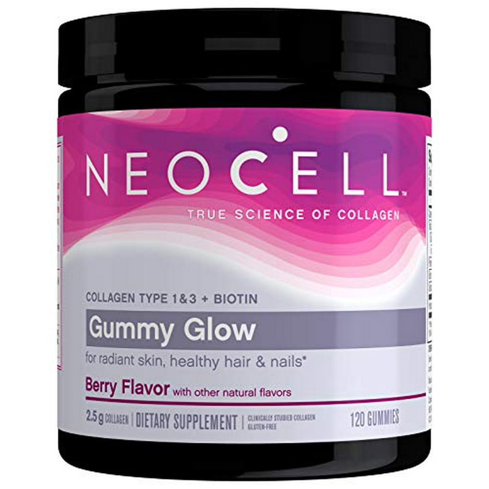 NeoCell Gummy Glow with Collagen and Biotin, Berry, 120 Gummies