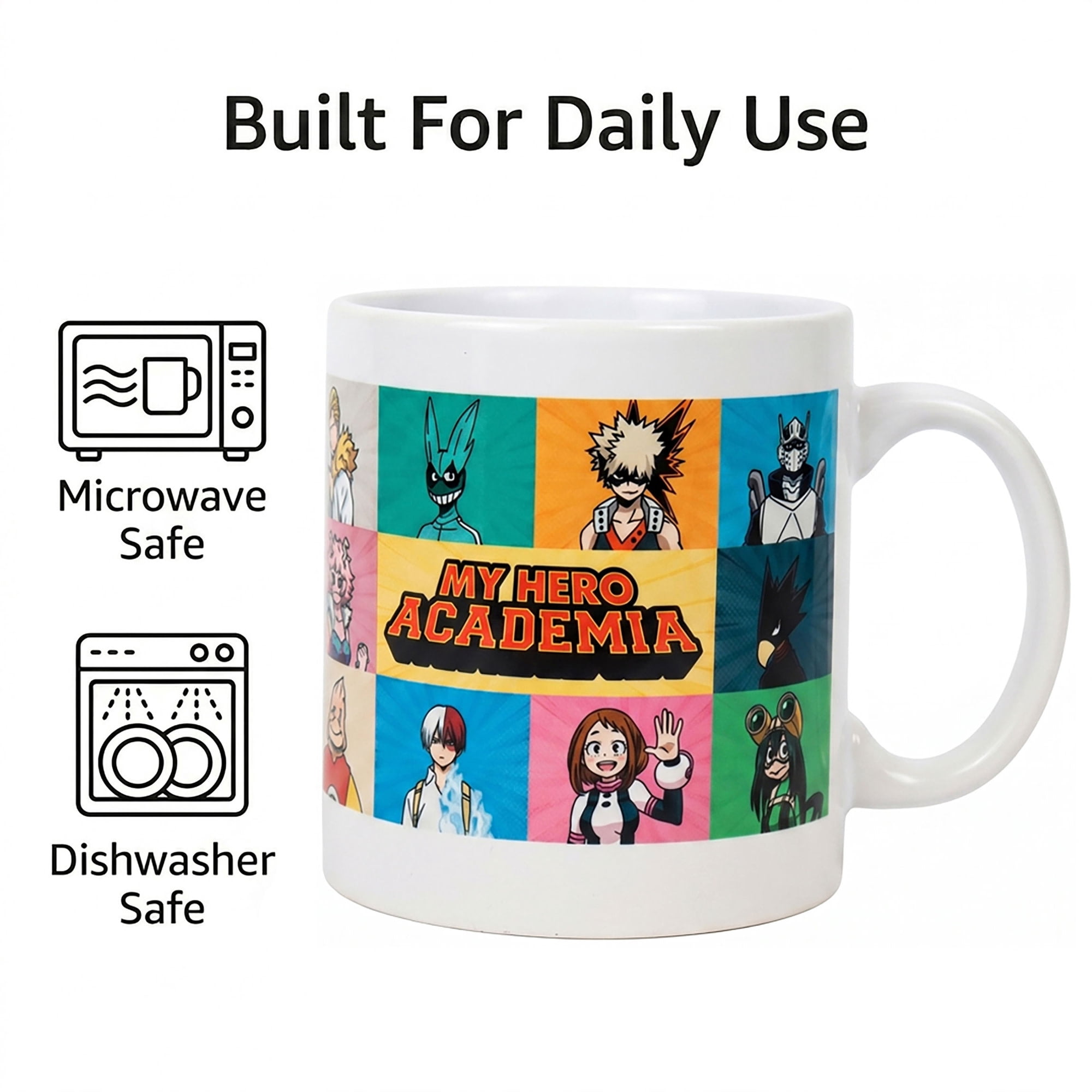 Pyramid America: My Hero Academia: Character Grid - 20oz Ceramic Mug - Coffee & Tea Cup, Microwave-Dishwasher Safe, Anime Fan Collectible, Licensed