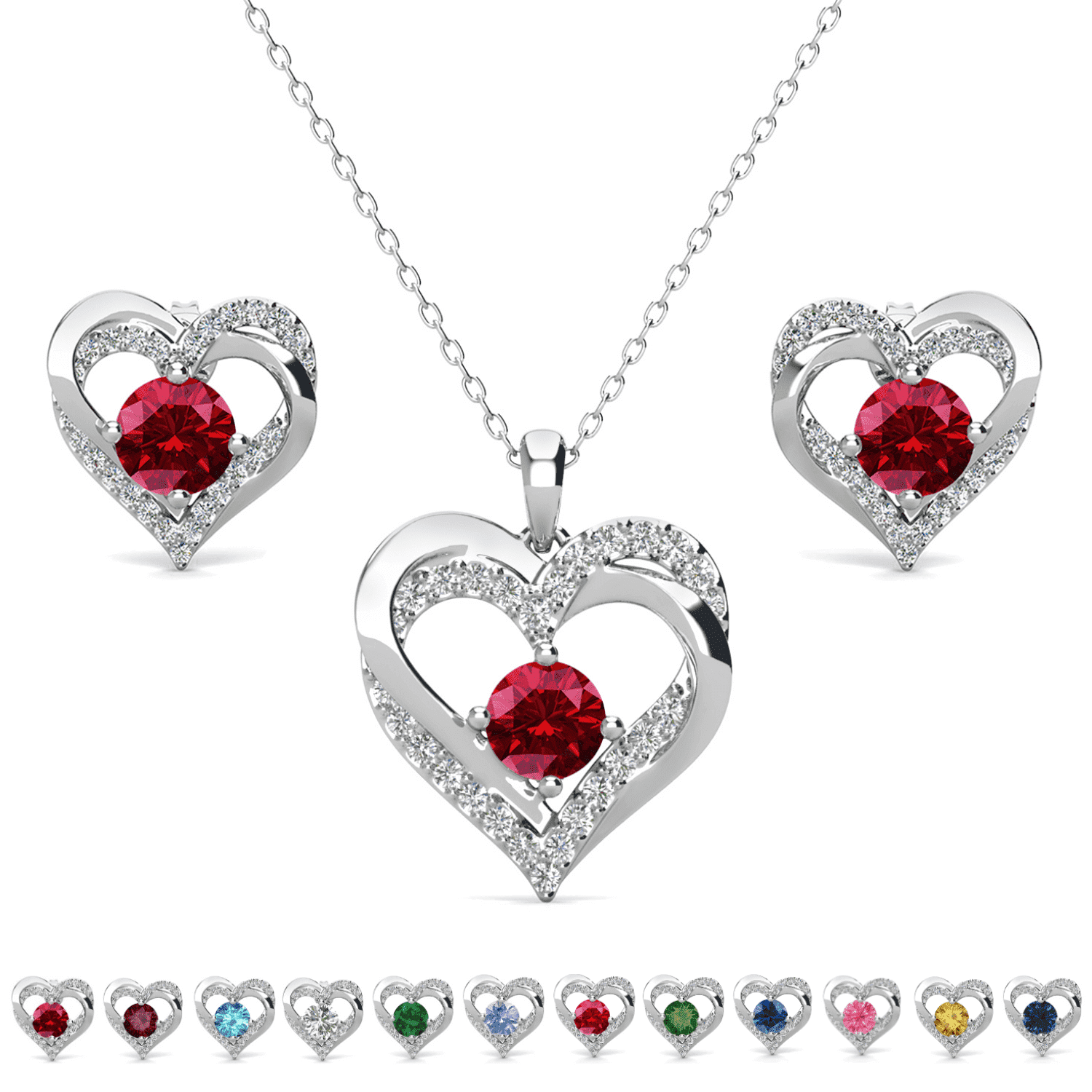 Cate & Chloe Forever January Birthstone 18k White Gold Plated Women Jewelry Set, Swarovski Crystals