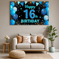thumbnail image 3 of Blue Themed Happy 16th Birthday Banner with Balloons Stars Party Supplies Backdrop Decor for Birthday Party Photography Props Decors Celebrations, 3 of 7