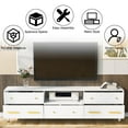 thumbnail image 3 of White TV Stand with 4 Drawers and 2-Door Cabinet, Atumon Entertainment Center for TVs up to 80", Modern TV Cabinet, Television Stand with Metal Legs, TV Stand Furniture for Living Room Bedroom, 3 of 10
